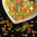 Holographic maple leaf nail art sequins shiny flake glitter DIY manicure decoration sparkle - Maple Leaf / 6mm / Transparent Mixed Colors
