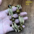 Vintage style retro metal leaf tiger eye stone necklace statement jewelry accessory - Tiger Eye Necklace