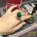 Anillo de estilo vintage de ágata verde con diamantes de imitación latón ajustable elegante - Anillo / Verde