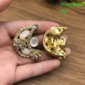 Vintage Halbmond Strass Ohrclips Luxus Designer Schmuck Set fuer Damen elegant neu. - Clip-Ohrringe (FM10)