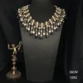 Collar de flecos de perlas de cristal vintage vista detallada, joyería de moda elegante. - Collar / FM1347 Collar