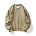 Herren lässiger Waffelstrick Rundhals Langarm Pullover Sweatshirt in Khaki Farbe - L / Khaki