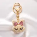 Parel strass konijn sleutelhanger schattige metalen sleutelhangtas charm schattige konijn accessoires - Roze