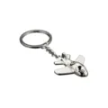 Close-up detail of the creative airplane metal keychain, polished silver finish and ring. - Fighter Jet Style 5