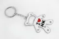 Creatieve metalen beren sleutelhanger met flesopener en strass steentjes cadeau. - Wit