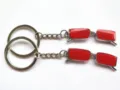Metal mini glasses keychain with red enamel frames, creative bag charm and keyring accessory. - Red