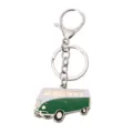 Metalen vintage bus sleutelhanger, klassieke groen witte camper van sleutelring. - Bus groen