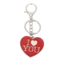 Creatieve metalen hart sleutelhanger met rode emaille afwerking, perfect cadeau voor koppels. - Rood