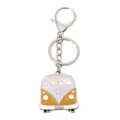 Creatieve mini bus sleutelhanger metalen auto hanger vintage camper van sleutelring - Locomotief geel