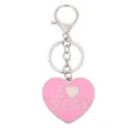 Metalige hart sleutelhanger met roze emaille afwerking en liefdesgravure voor cadeaus - Roze