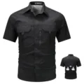 Herren Kurzarm Taktisch Utility Hemd Freizeit Outdoor atmungsaktiv schnelltrocknend schwarz - M / Schwarz