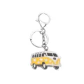 Leuke vintage bus metaal sleutelhanger creatieve cartoon auto sleutelring cadeau - Geel