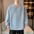 Herren lässiger grauer Rundhals Pullover mit stilvollem geprägtem Buchstabenmuster Herbst. - M / Grau