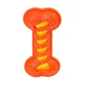 Jouet à mâcher pour chien en os en caoutchouc résistant avec picots pour dentition et jeu quotidien - Orange