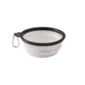 Gamme de gamelle silicone pliable pour chien, idéale pour le voyage et promenade. - Petit 350 ml (avec boucle) / Blanc