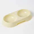 Double gamelle en plastique pour chat et chien, bol d'alimentation et d'eau beige. - Abricot