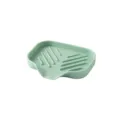 Green silicone soap dish with draining spout and raised ridges for bathroom use safely. - S / Light Green