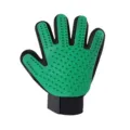 Gant de toilettage pour chiens et chats, brosse en silicone vert avec tissu maille noir. - Main Gauche / Vert