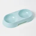 Gamelle double en plastique bleu clair pour chats et chiens, mangeoire et abreuvoir. - Bleu
