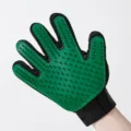 Gant de toilettage pour chiens et chats, brosse de démêlage douce avec picots en silicone. - Main Gauche / Vert