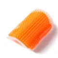 Orange silicone pet cat self groomer corner brush for scratching massage and hair removal tool. - Orange