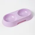 Double gamelle en plastique violet pour chat et chien, bol double usage eau et nourriture. - Violet