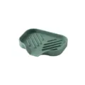 Silicone soap dish with draining spout and ridges, green bathroom sponge holder for home use. - S / Grey Green