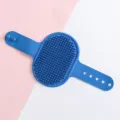Brosse de massage en silicone bleue pour animaux chat chien bain toilettage variante - Grand (Emballé) / Bleu