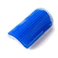 Blue cat self-groomer corner scratcher brush for pet hair removal and daily entertainment. - Dark Blue