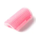 Pink silicone cat corner self groomer brush, soft massage comb for lovely pets daily use. - Pink