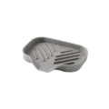 Porta saponetta in silicone grigio, supporto per spugna da bagno, scolapiatti antiscivolo - Taglia S / Grigio