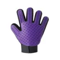 Pet grooming glove for cats and dogs, silicone deshedding brush and massage mitt for pet care. - Purple