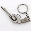 Porte-clés pistolet revolver miniature en métal, modèle anneau clé gris métal. - Lance / Métal canon
