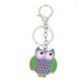 Schattige cartoon uil metalen sleutelhanger met ring en karabijnhaak voor tas en sleutels. - Uil 1