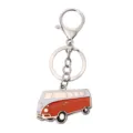 Schattige klassieke bus metalen sleutelhanger, rode en witte camper tas hanger accessoire. - Bus rood
