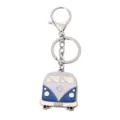 Metall Klassiker Bus Schlüsselanhänger Vintage Transporter Ring niedlicher Auto Taschen Anhänger - Front-Blau