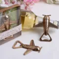 Apribottiglie aereo in bronzo vintage, bomboniera in metallo con confezione regalo. - Rame antico