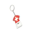 Metalen t-shirt gevormde flesopener sleutelhanger met rood-witte kruis ontwerp. - Zwitserland-stijl