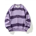 Herren Plus Size lila gestreiftes Sweatshirt, lässiger Langarm Pullover mit Rundhalsausschnitt. - L / Lila