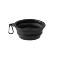 Portable collapsible silicone pet bowl in black, ideal for outdoor travel, feeding and watering. - Black