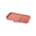Portasapone in silicone con scolo in rosa, grande vassoio drenante per saponetta da bagno. - Taglia L / Rosso ciliegia