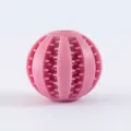 Pink silicone dog chew ball variant, durable molar toy for pets cleaning teeth. - Pink