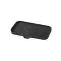 Portasapone in silicone grigio scuro con beccuccio autoscolante per lavandino bagno e cucina. - Taglia L / Nero