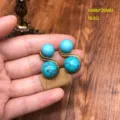 Pendientes de turquesa oro vintage retro statement joyería de cuentas tejidas 14x26mm - Pendientes de Botón Turquesa / Azul