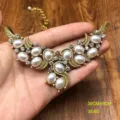 Vintage pearl rhinestone bib necklace elegant copper chain women fashion jewelry accessory - HE825 Pearl Necklace