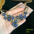 Collar Vintage Lapis Lazuli Estrás Azul Retro Cadena de Cobre Joya Statement Variante - Collar de lapislázuli HE713