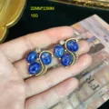 Pendientes de tuerca vintage de laton y lapislazuli diseño retro joyeria mujer - Pendientes de lapislázuli HE712