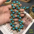 Vintage turquoise rhinestone snake necklace set, bronze chain elegant jewelry for women. - FM1435 Turquoise Necklaces