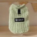 Gilet in pile verde per cani e gatti, vestiti invernali caldi per cuccioli con anello guinzaglio - XS / Verde Dian