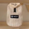 Caldo gilet in pile per animali domestici, abbigliamento invernale accogliente con guinzaglio. - XS / Bianco Crema